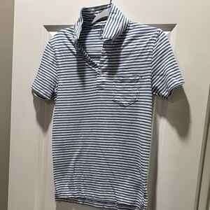 J. Crew Navy and White Striped Polo Shirt - XS